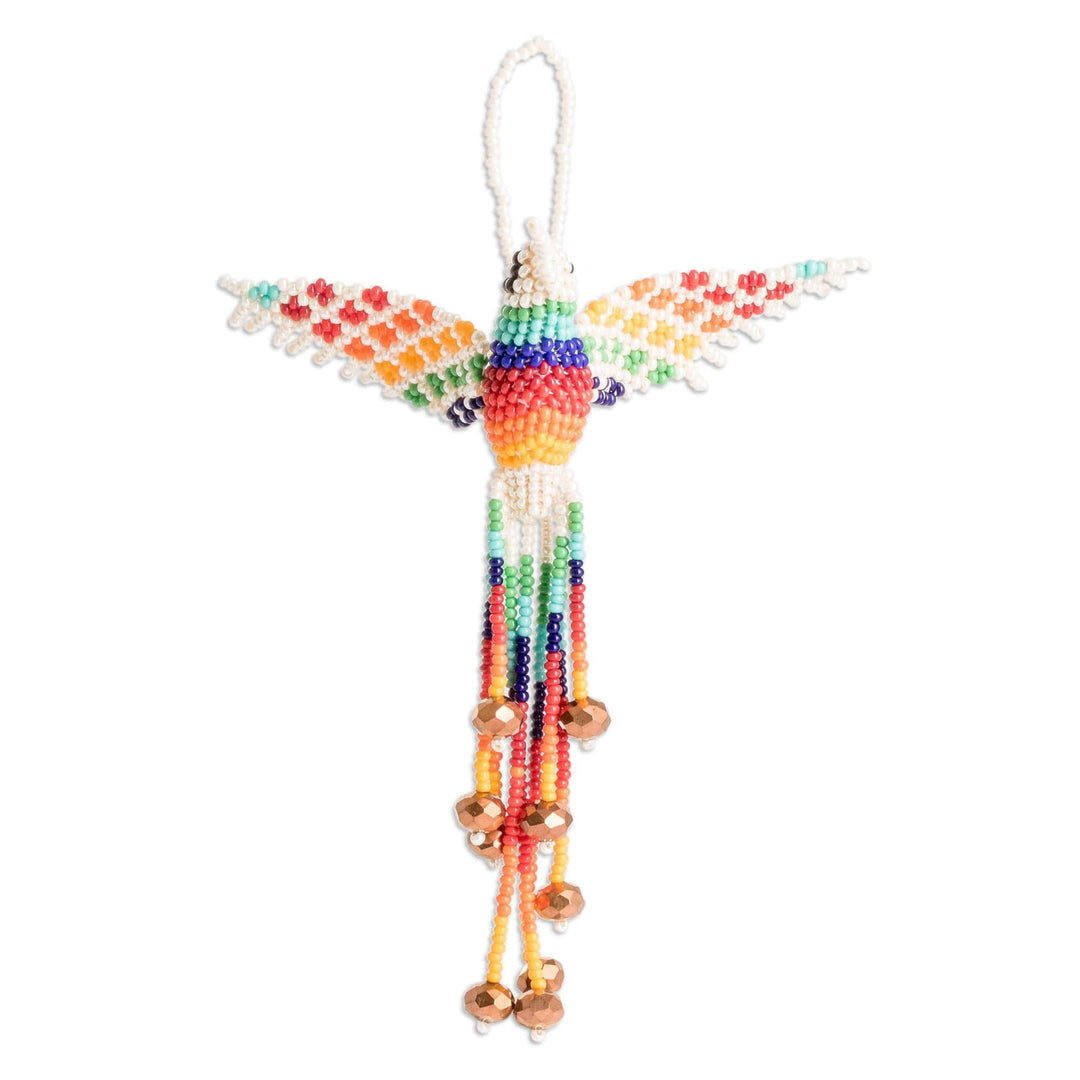 Handcrafted Glass Beaded Beige Hummingbird Home Accent - Hummingbird Fantasy