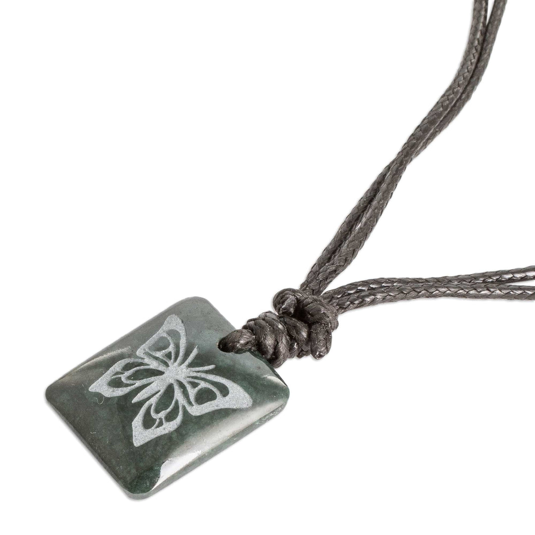 Hand-Carved Butterfly-Themed Jade Pendant Necklace - Freedom Flutter