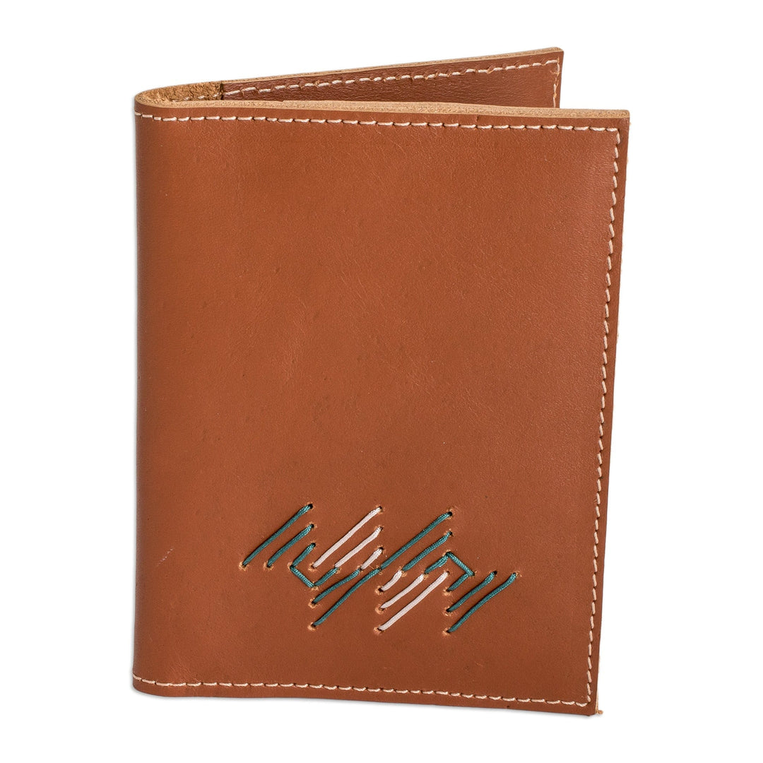 Handcrafted Leather Passport Holder in Brown Teal and Grey - Free Spirit