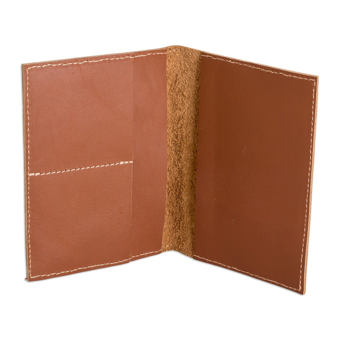 Handcrafted Leather Passport Holder in Brown Teal and Grey - Free Spirit