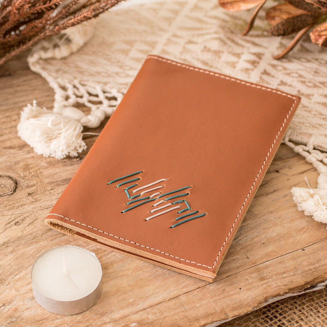 Handcrafted Leather Passport Holder in Brown Teal and Grey - Free Spirit