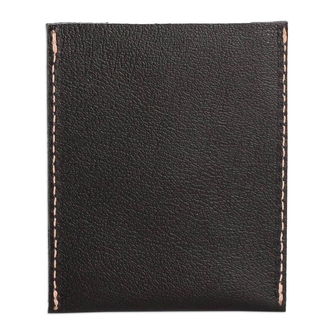 Handcrafted 100% Leather Card Holder in Black Red and Grey - Urban Elegance