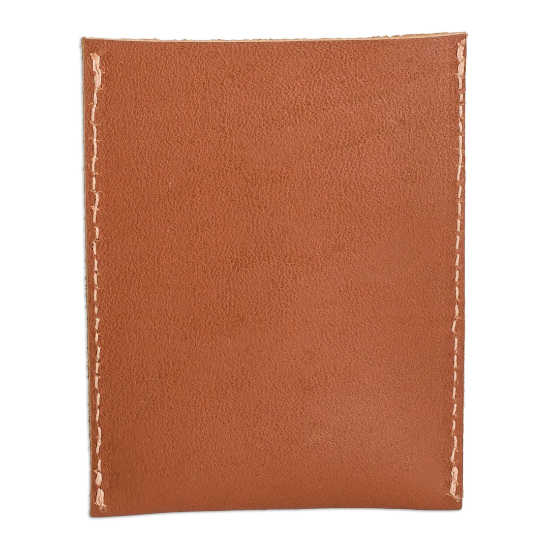 Handcrafted 100% Leather Card Holder in Brown Teal and Grey - Free Spirit