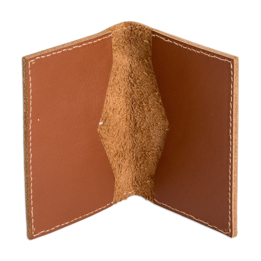 Handcrafted Bifold Leather Card Holder in Brown Teal and Gre - Bifold Free Spirit
