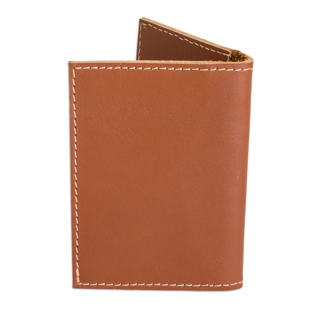 Handcrafted Bifold Leather Card Holder in Brown Teal and Gre - Bifold Free Spirit
