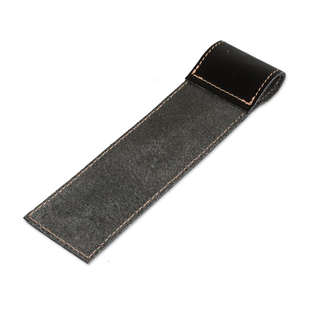 Handcrafted 100% Leather Bookmark in Black Red and Grey - Urban Elegance