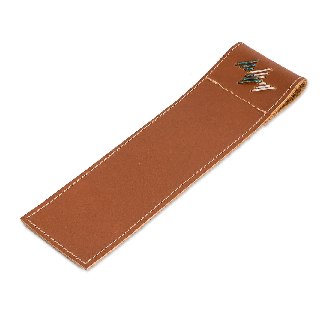Handcrafted 100% Leather Bookmark in Brown Teal and Grey - Free Spirit