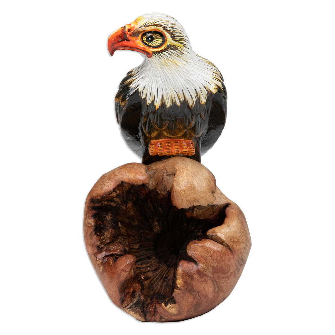 Hand-Carved and Painted Eagle-Themed Wood Sculpture - Eagle Nature