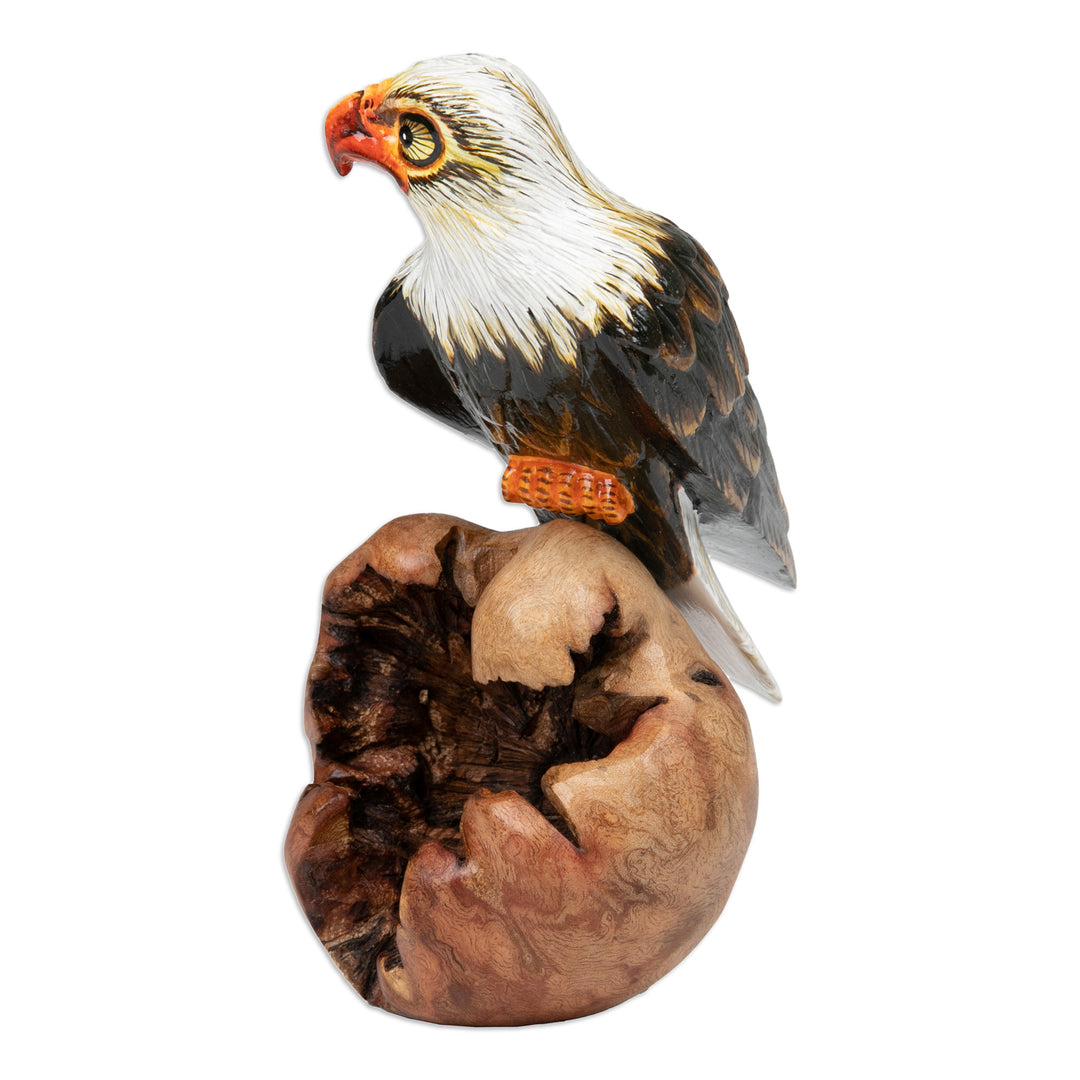 Hand-Carved and Painted Eagle-Themed Wood Sculpture - Eagle Nature