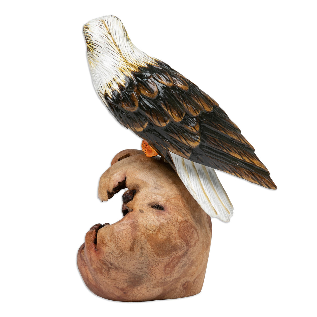 Hand-Carved and Painted Eagle-Themed Wood Sculpture - Eagle Nature
