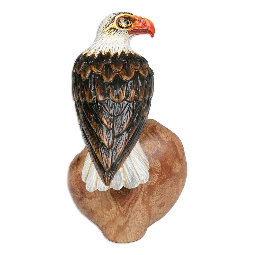 Hand-Carved and Painted Eagle-Themed Wood Sculpture - Eagle Nature