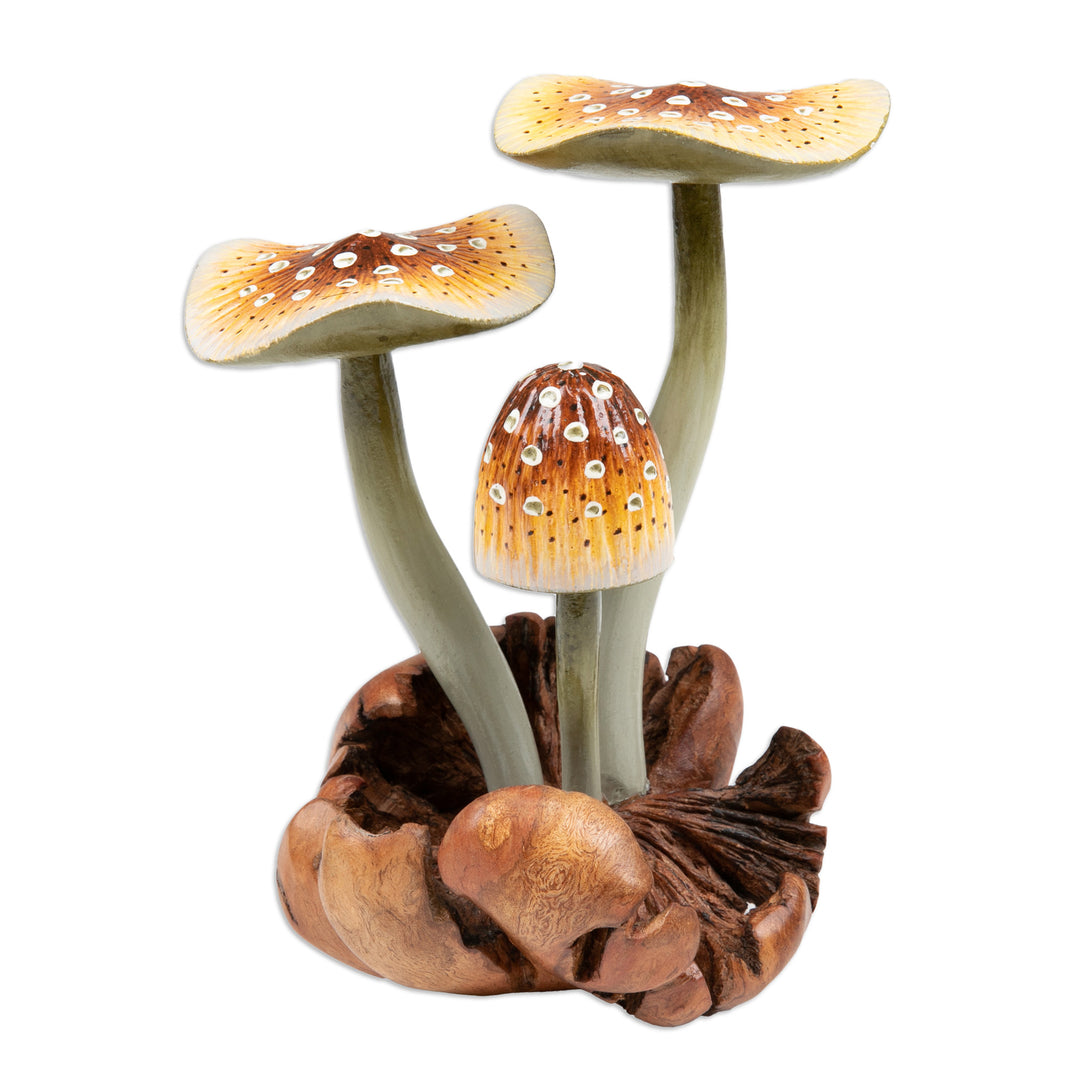 Handmade Nature-Themed Wood Sculpture of Amanita Mushroom - Giant Amanita