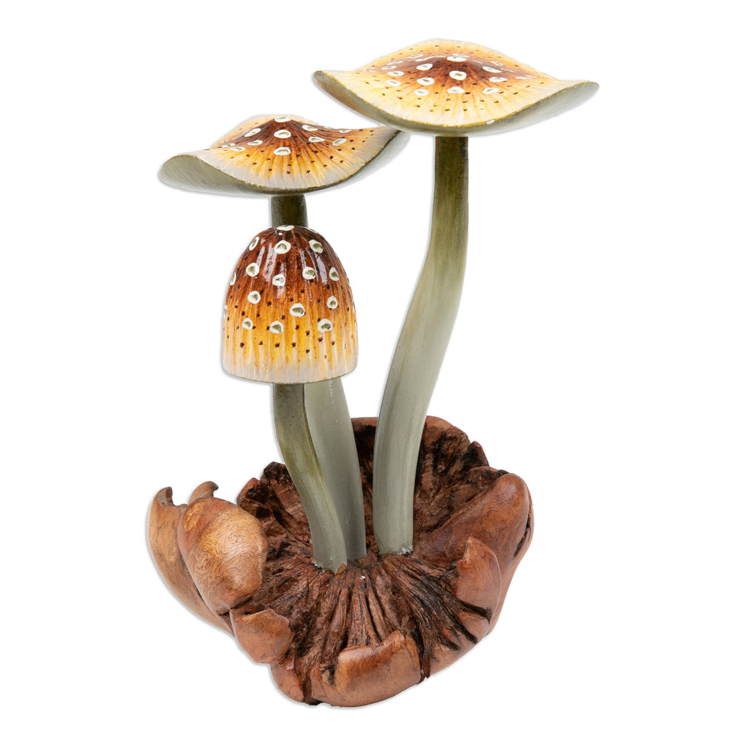 Handmade Nature-Themed Wood Sculpture of Amanita Mushroom - Giant Amanita