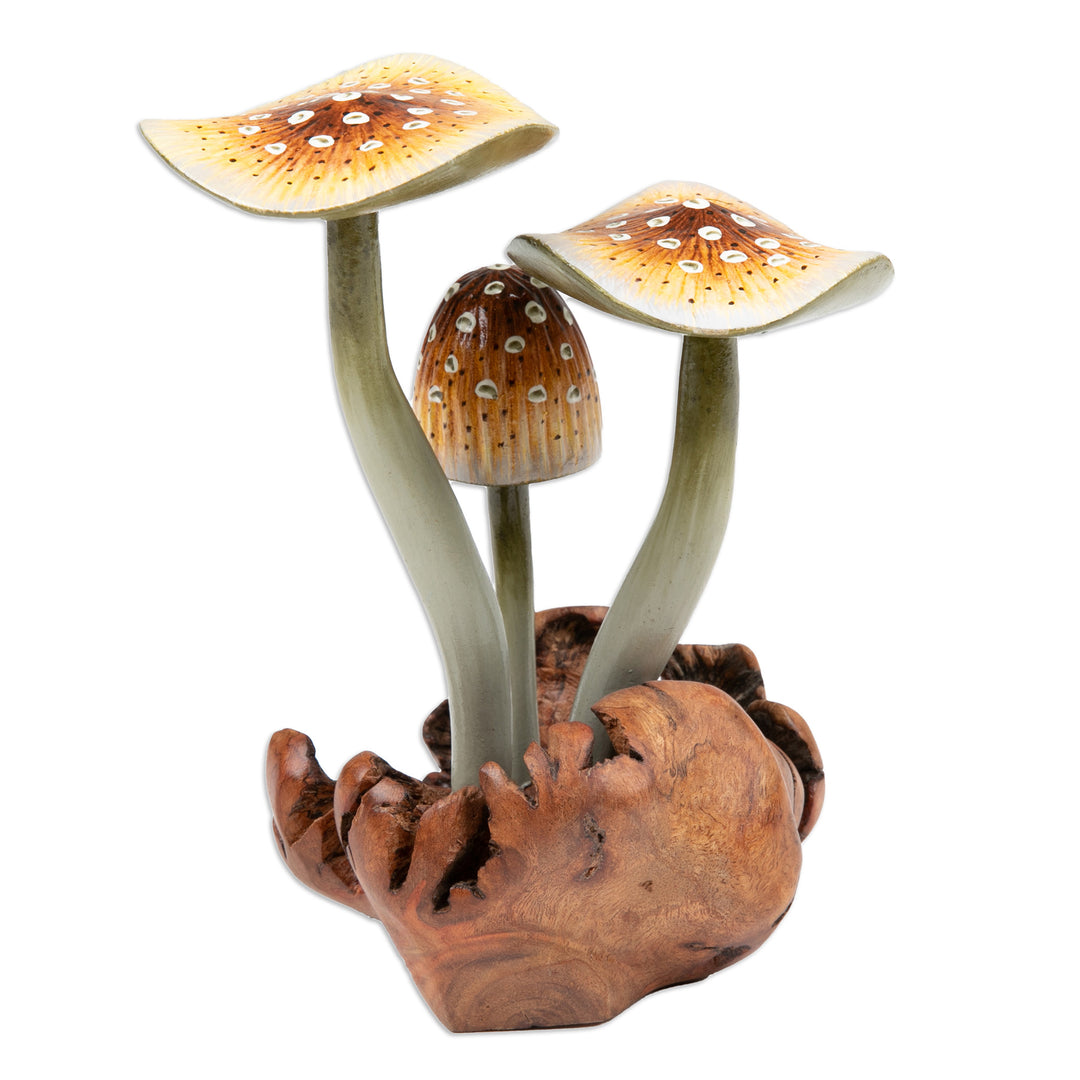 Handmade Nature-Themed Wood Sculpture of Amanita Mushroom - Giant Amanita