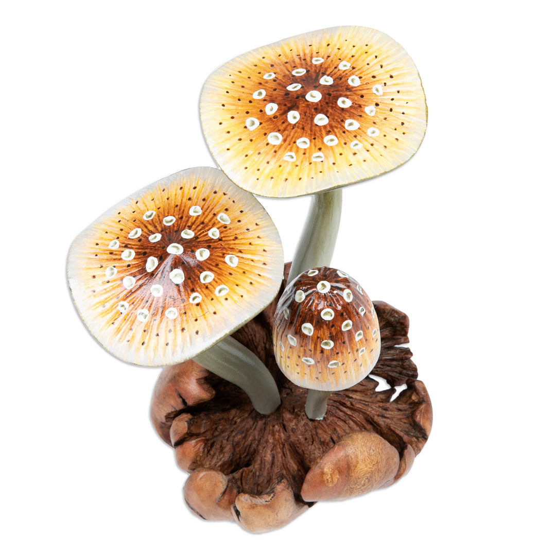 Handmade Nature-Themed Wood Sculpture of Amanita Mushroom - Giant Amanita