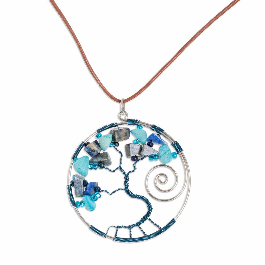Nature-Themed Blue Jasper and Quartz Pendant Necklace - Love Your Dreamy Nature