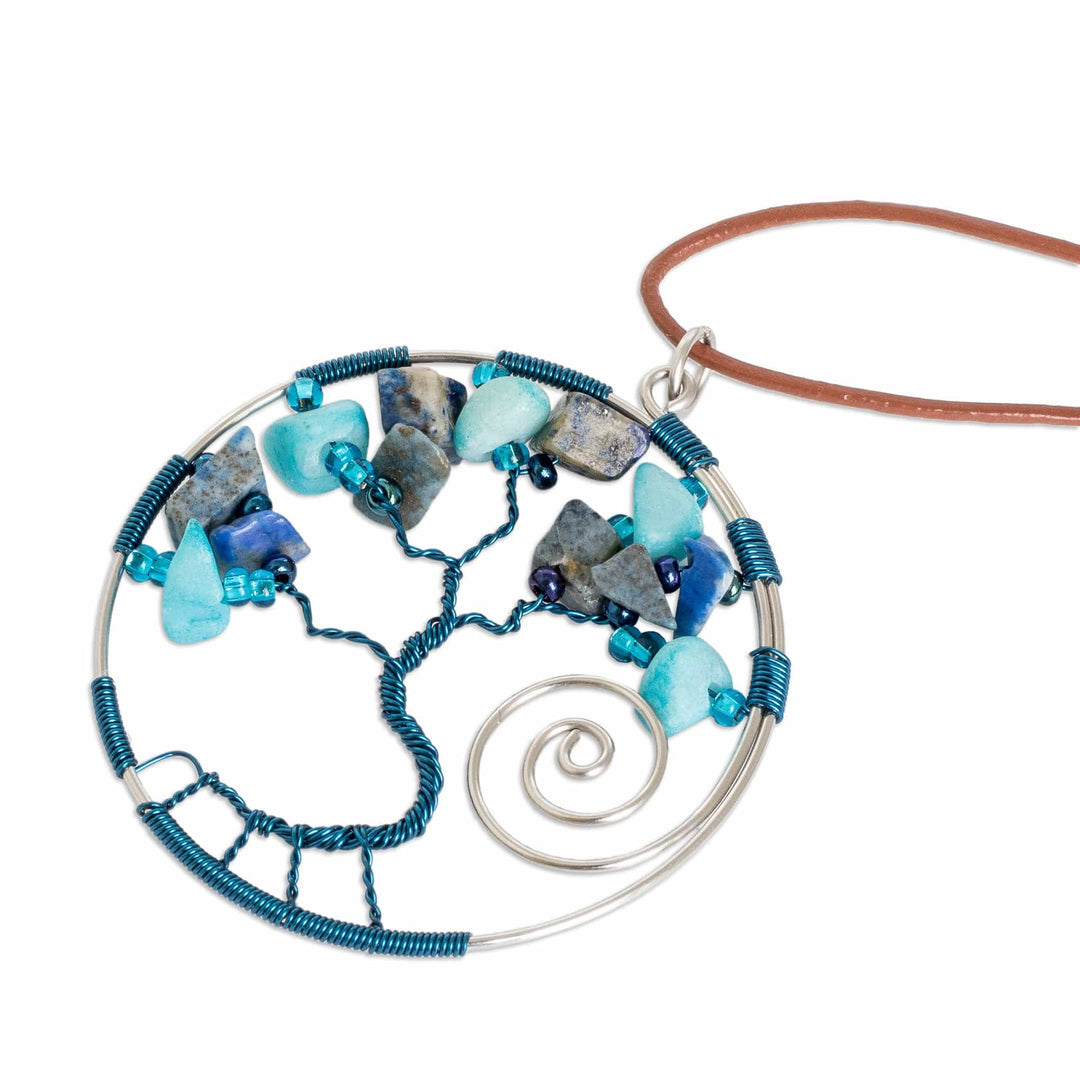 Nature-Themed Blue Jasper and Quartz Pendant Necklace - Love Your Dreamy Nature