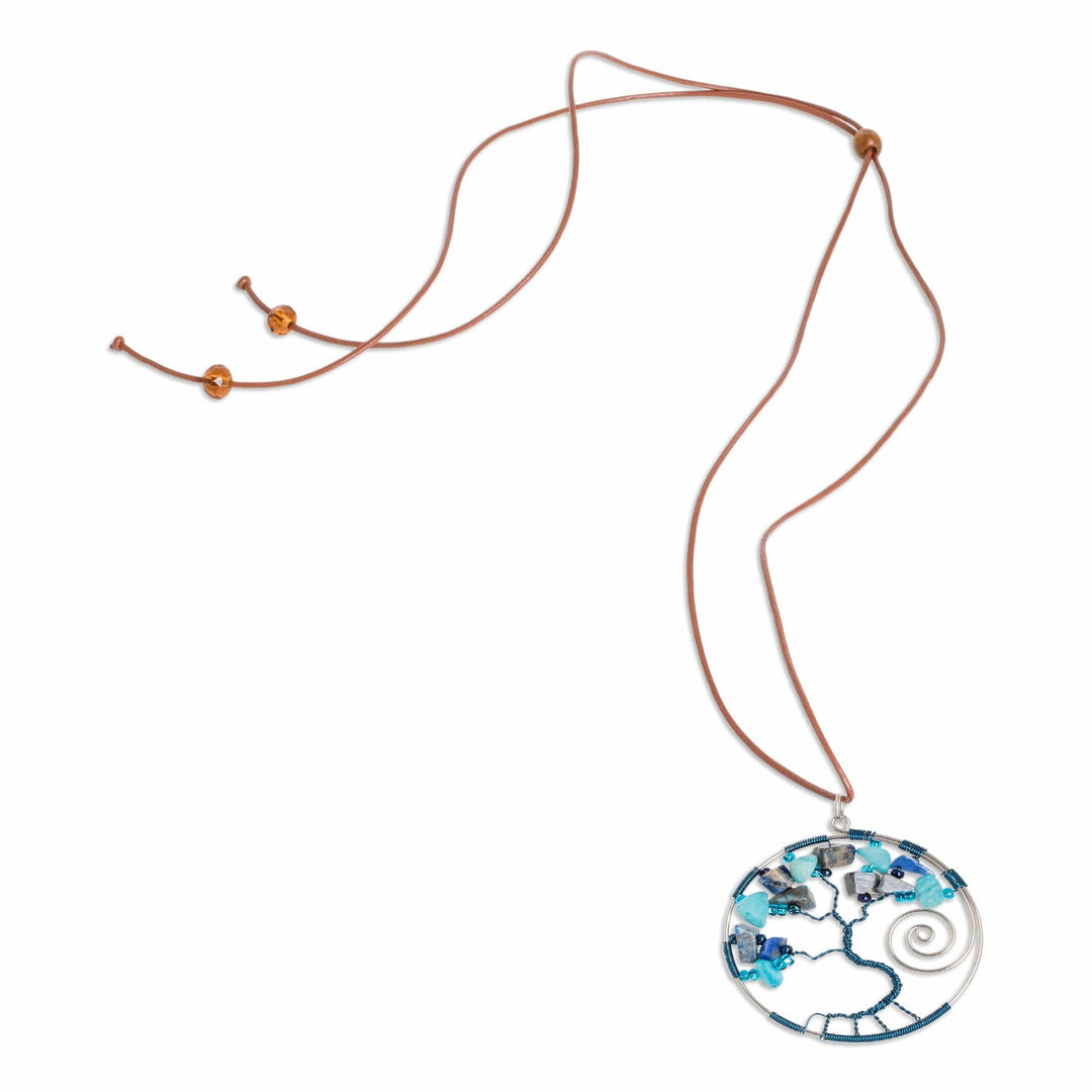 Nature-Themed Blue Jasper and Quartz Pendant Necklace - Love Your Dreamy Nature