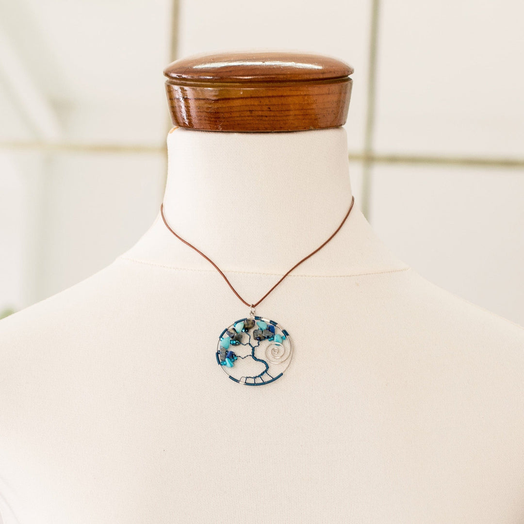 Nature-Themed Blue Jasper and Quartz Pendant Necklace - Love Your Dreamy Nature