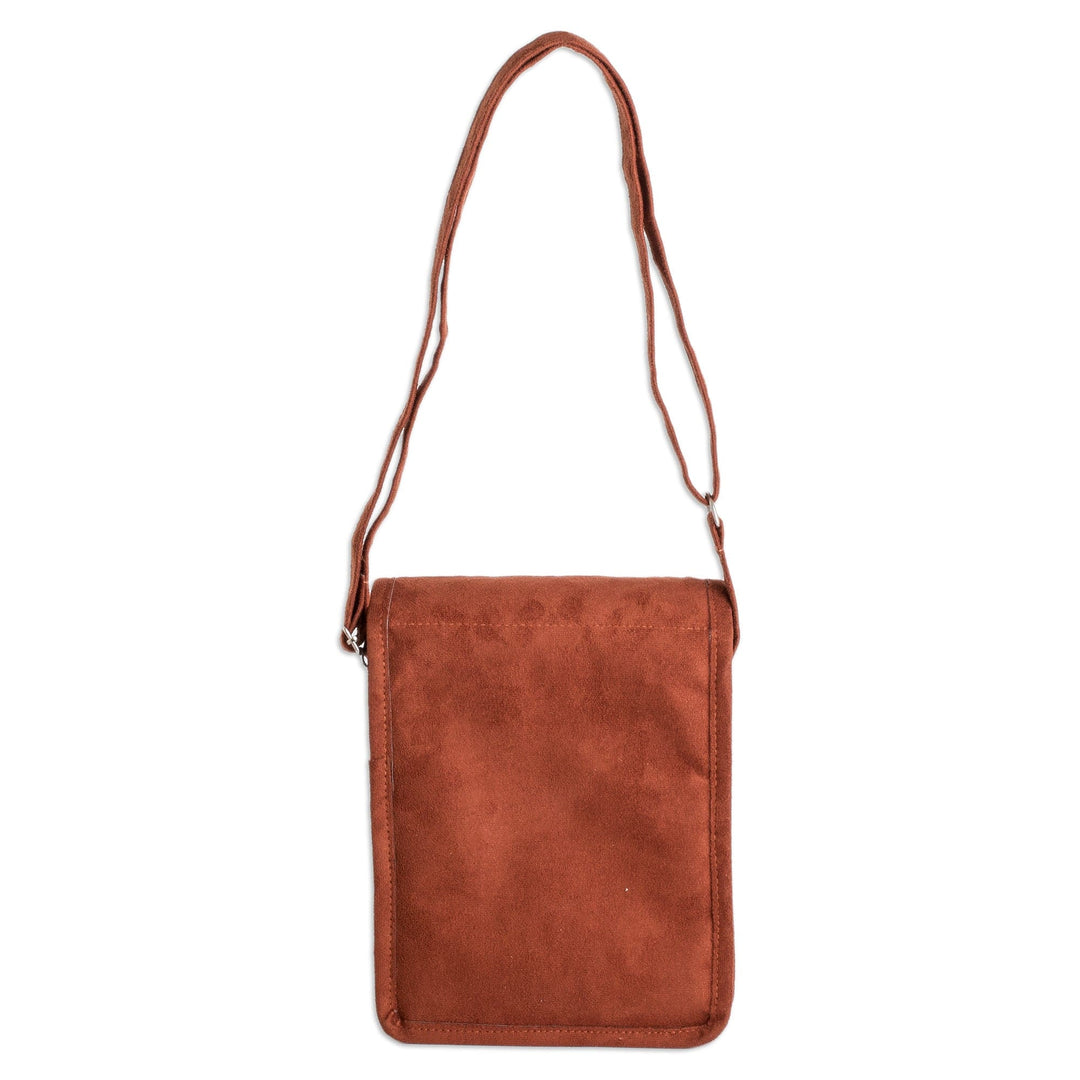 Chevron-Patterned Adjustable Brown Cotton Sling Bag - Travels in Chevron