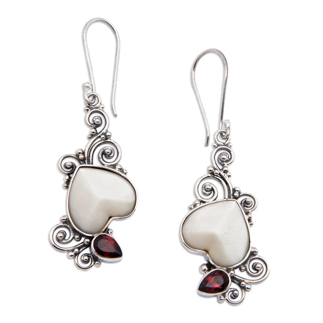 Romantic Classic Natural Garnet Dangle Earrings from Bali - Romantic Peaks