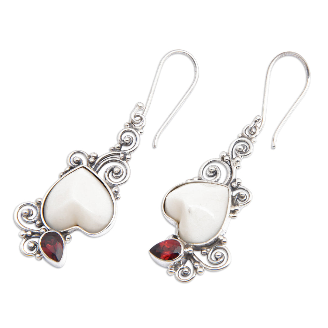 Romantic Classic Natural Garnet Dangle Earrings from Bali - Romantic Peaks