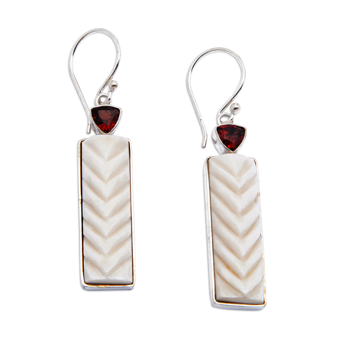 Modern Rectangle One-Carat Natural Garnet Dangle Earrings - Passionate Runway