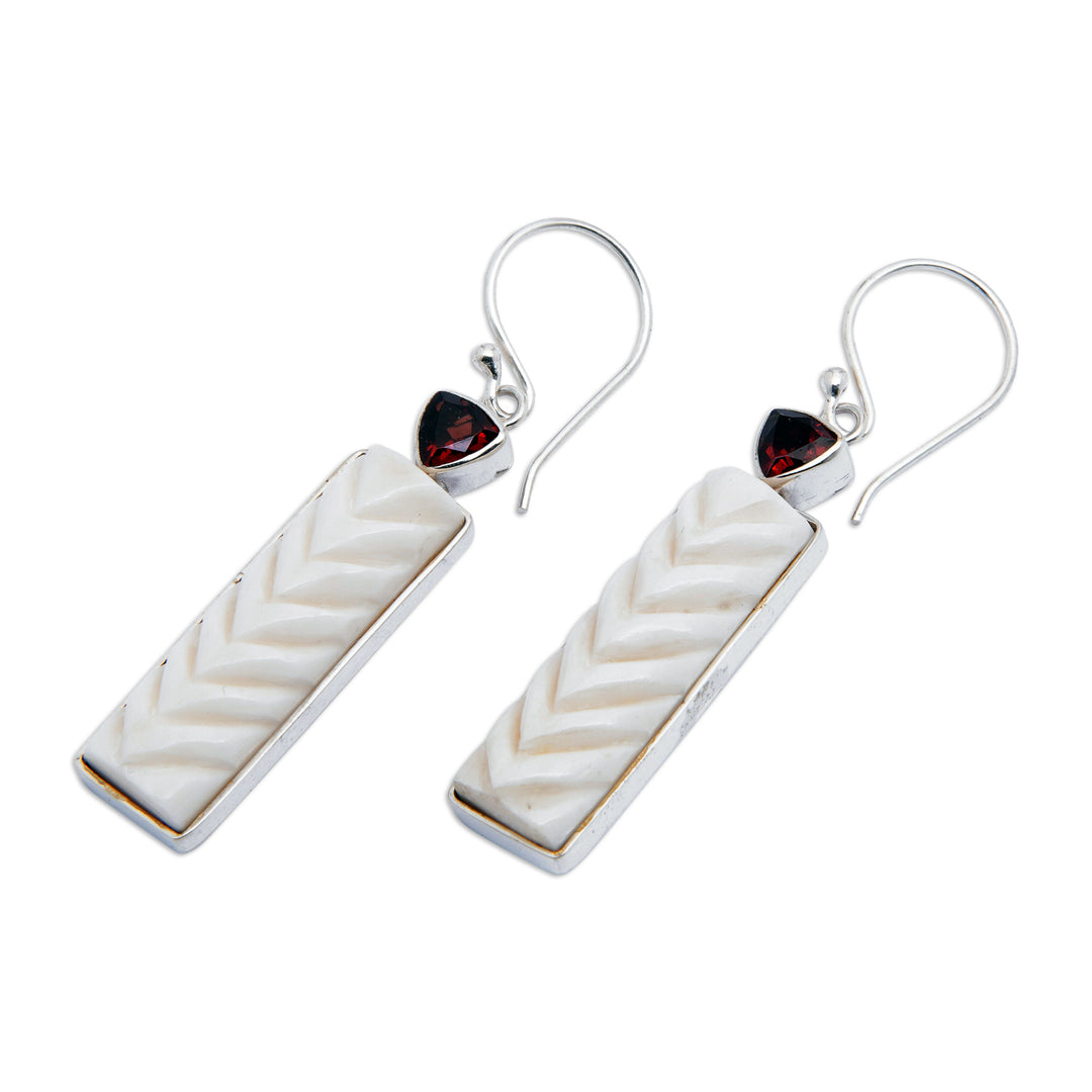 Modern Rectangle One-Carat Natural Garnet Dangle Earrings - Passionate Runway