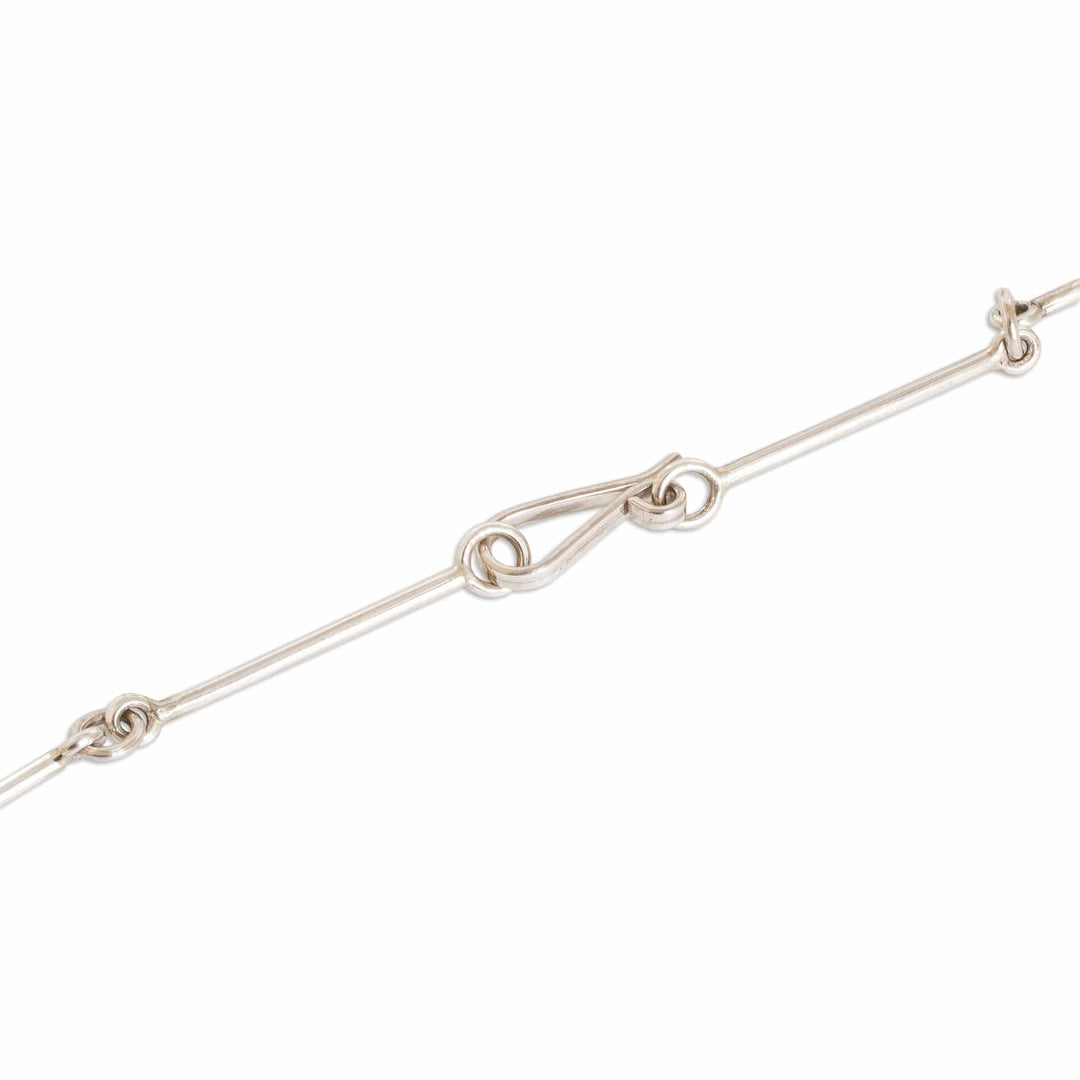 Modern Green and Dark Jade Link Necklace from Guatemala - Geometric Grandeur