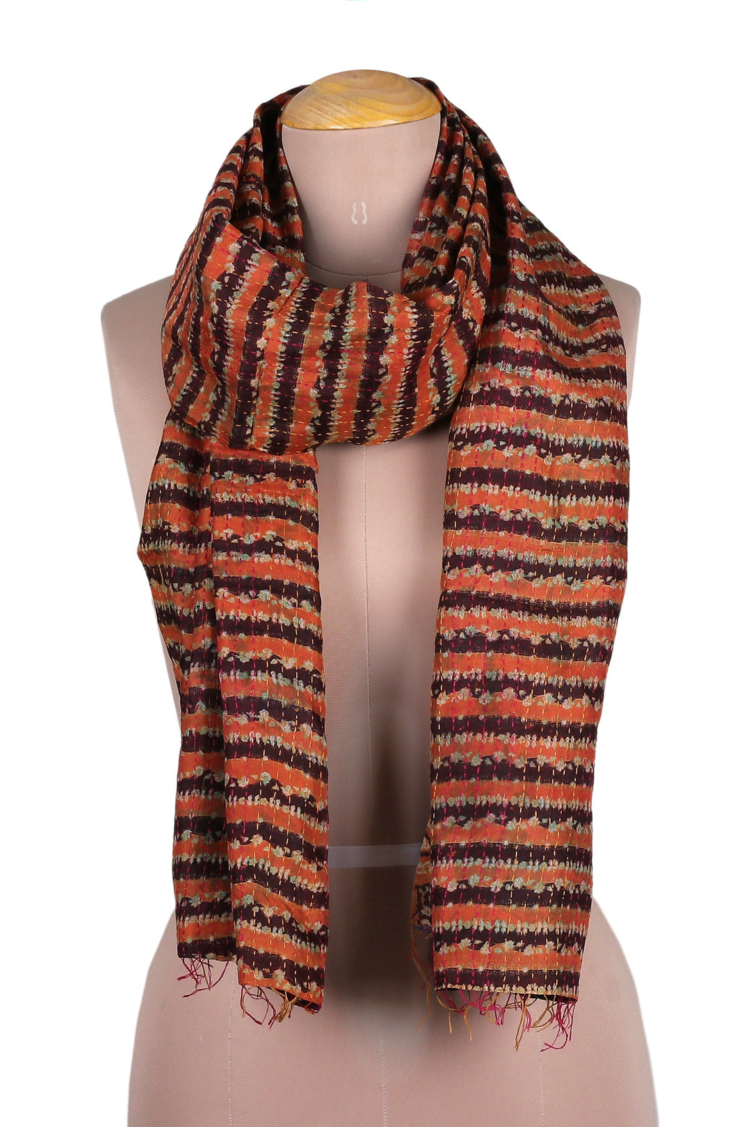 Eco-Friendly Patterned Embroidered Reversible Silk Scarf - Bold Life