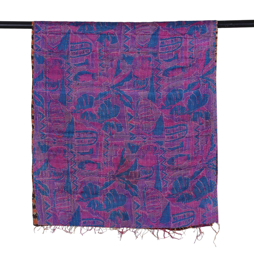 Eco-Friendly Patterned Embroidered Reversible Silk Scarf - Bold Life