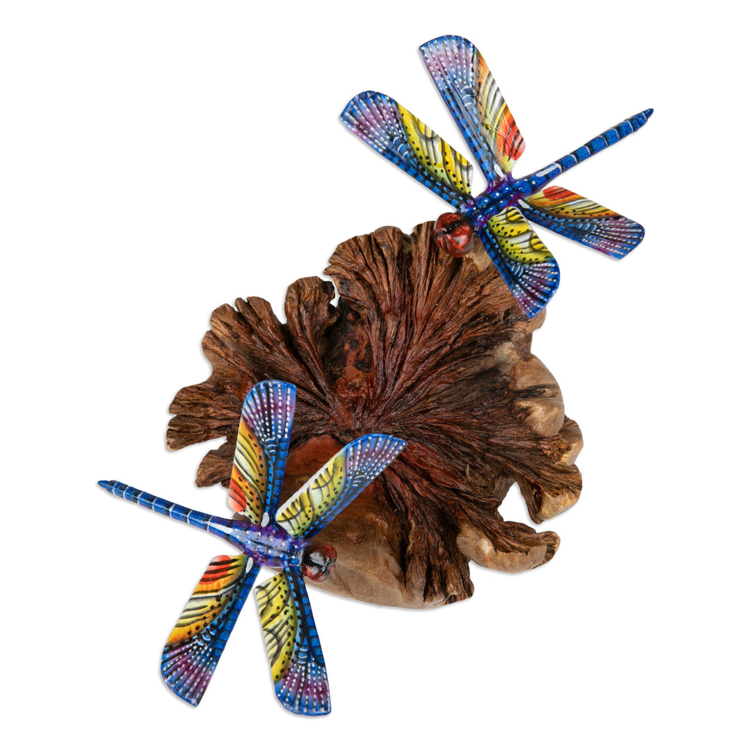 Nature-Themed Jempinis and Benalu Wood Dragonfly Wall Art - Blue Dragonfly