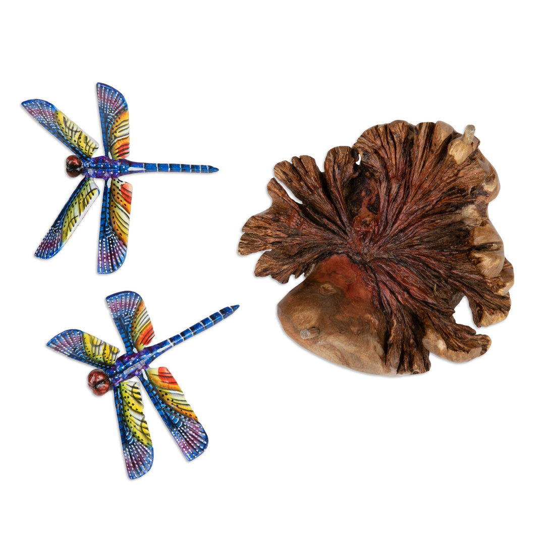 Nature-Themed Jempinis and Benalu Wood Dragonfly Wall Art - Blue Dragonfly