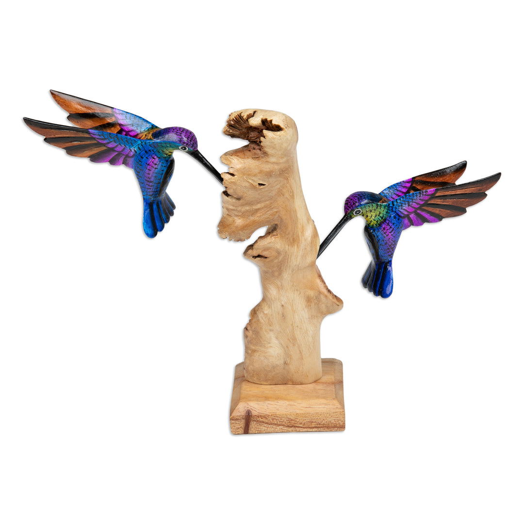 Hummingbird-Themed Benalu and Jempinis Wood Sculpture - Hummingbird Season