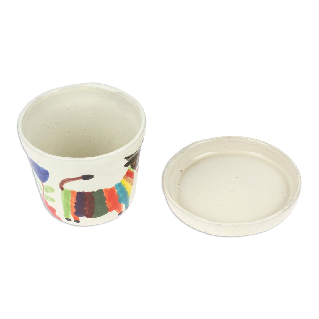 Whimsical Animal-Themed Ceramic Flower Pot and Saucer - Festive Fauna