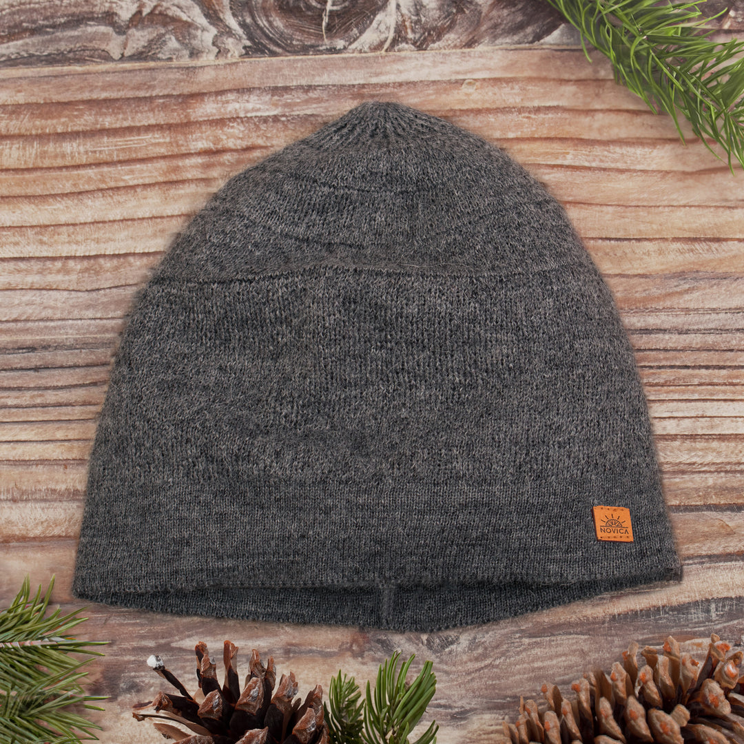 Unisex Soft Alpaca Blend Knit Hat in Slate Grey - Slate Minds