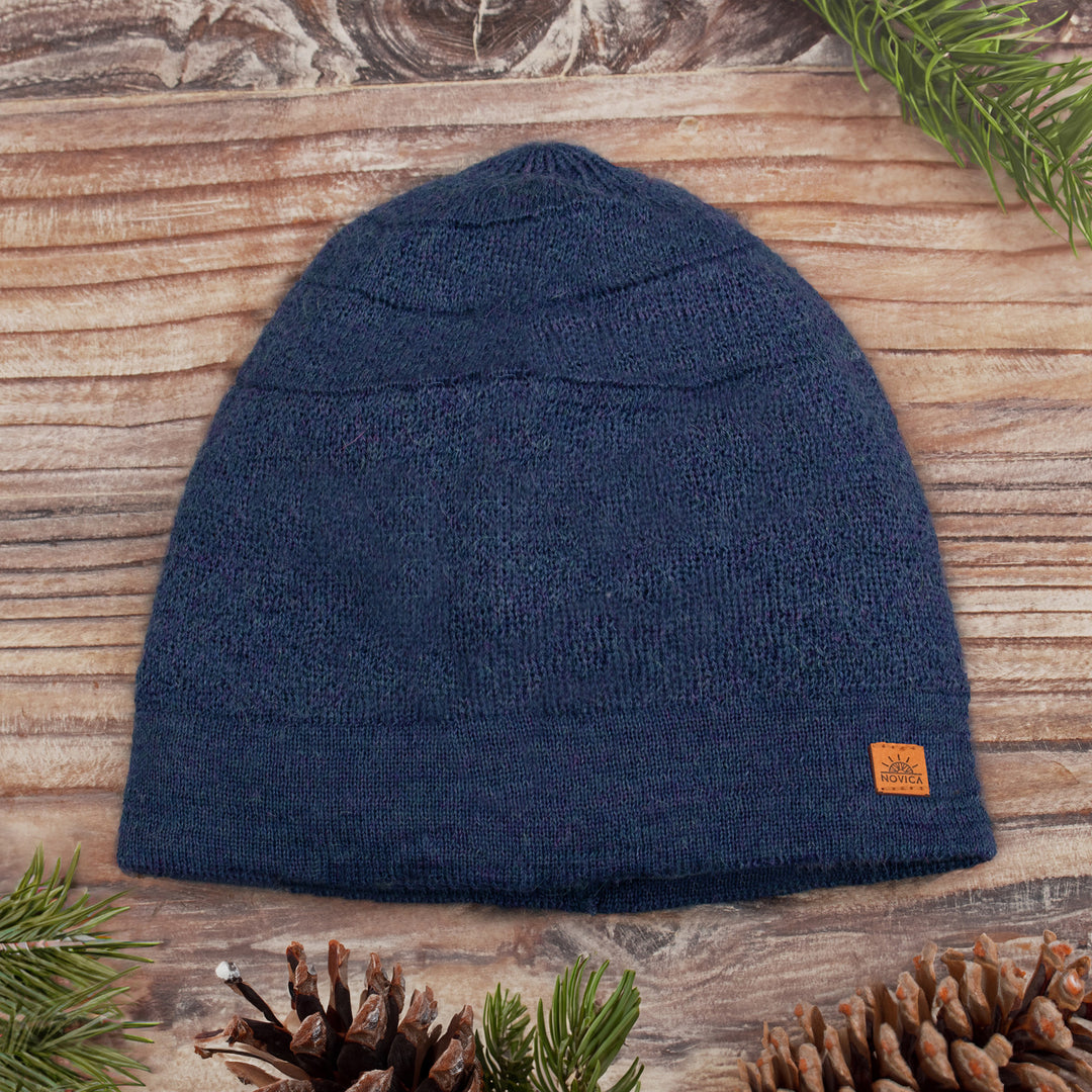 Unisex Soft Alpaca Blend Knit Hat in Indigo Blue - Indigo Minds