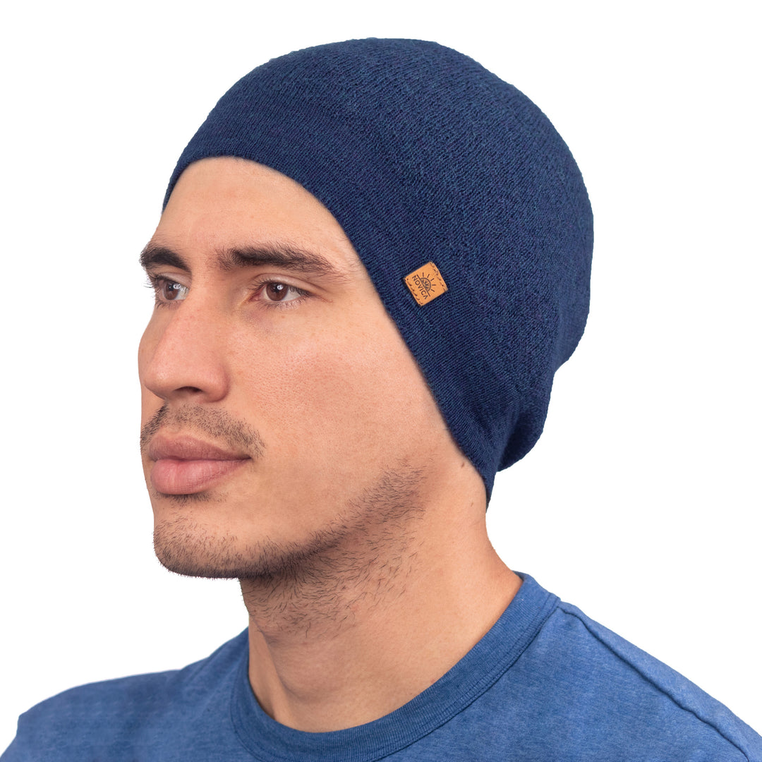 Unisex Soft Alpaca Blend Knit Hat in Indigo Blue - Indigo Minds