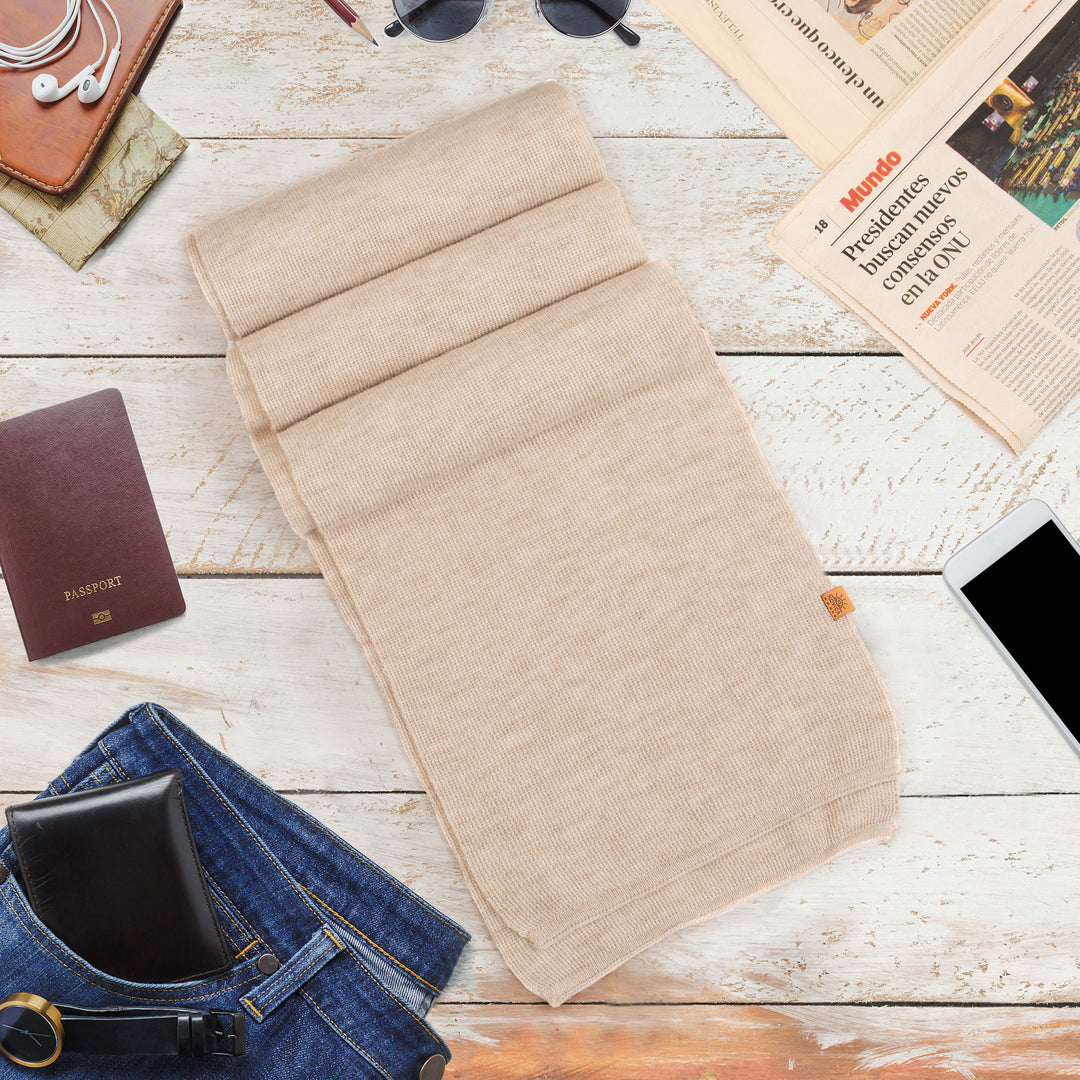 Knit Alpaca Blend Scarf in Vanilla Shade from Peru - Cozy Vanilla