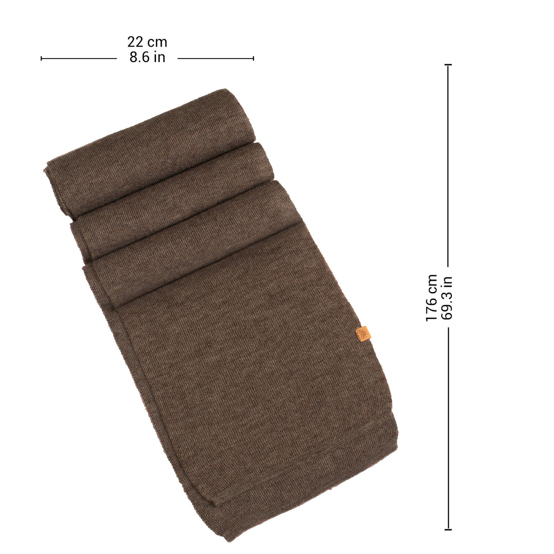 Knit Alpaca Blend Scarf in Brown Shade from Peru - Cozy Sepia