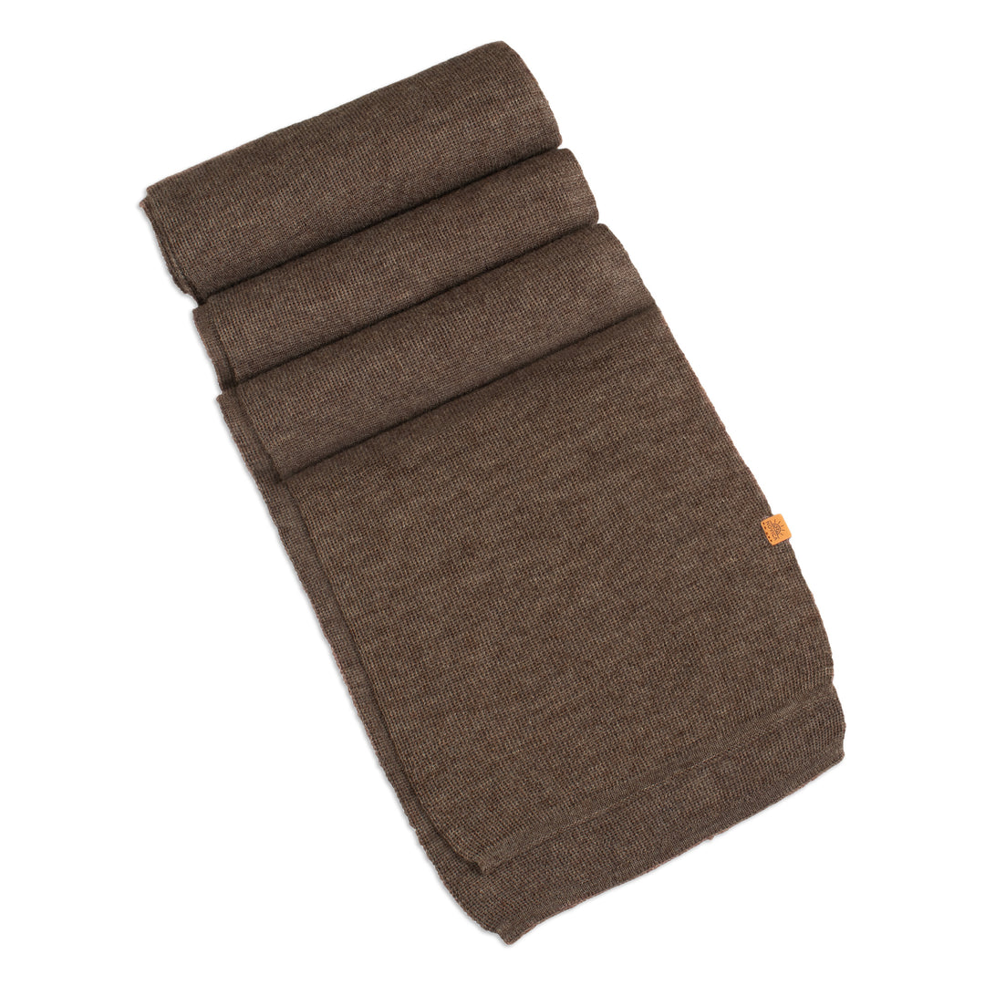 Knit Alpaca Blend Scarf in Brown Shade from Peru - Cozy Sepia