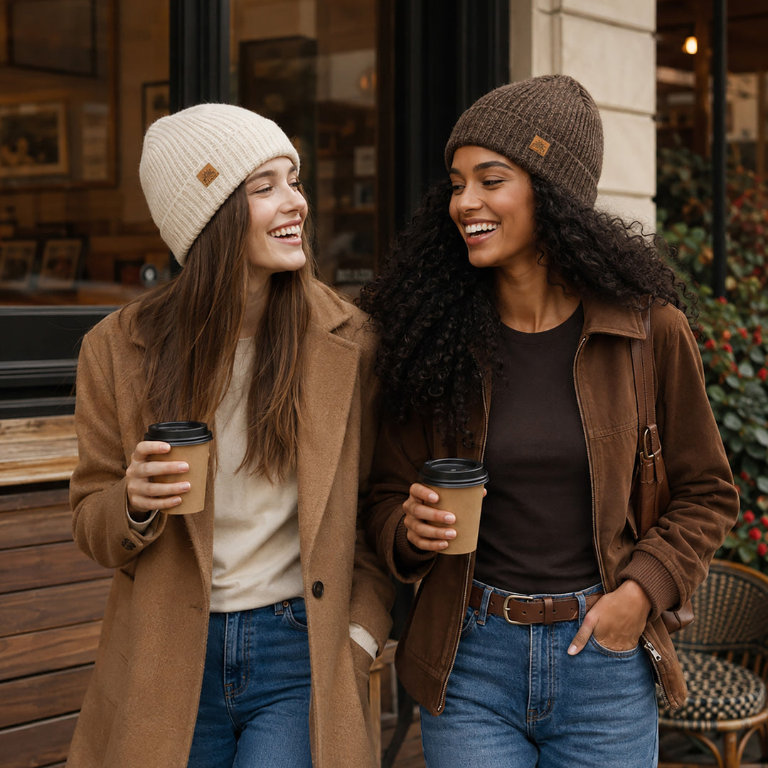 Alpaca and Wool Blend Knit Beanie Hat in Mushroom Brown - Mushroom Age