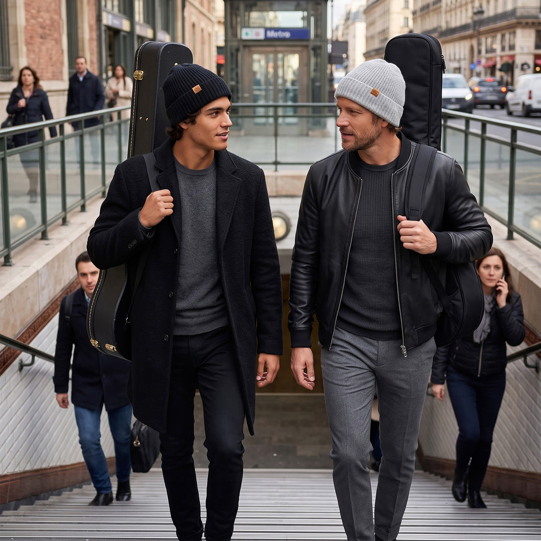 Alpaca and Wool Blend Knit Beanie Hat in Onyx Black - Dark Age