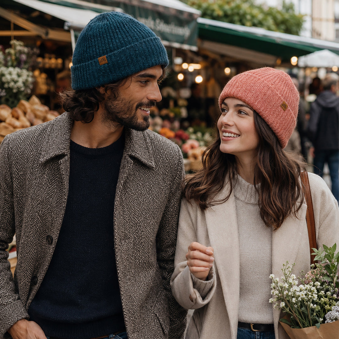 Alpaca and Wool Blend Knit Beanie Hat in Peacock Teal - Peacock Age