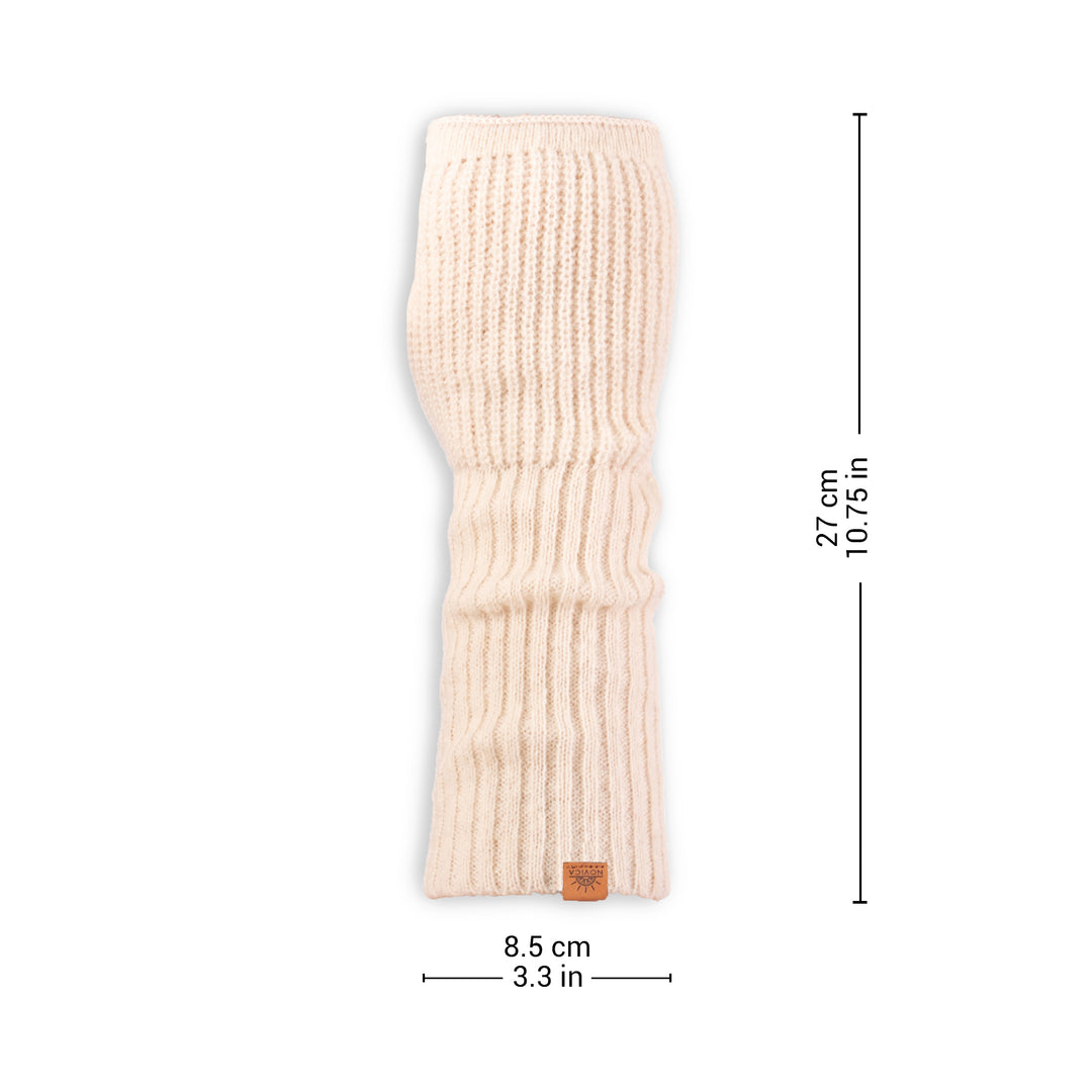 Knit Alpaca and Wool Blend Fingerless Mitts in Natural Ivory - Natural Epoch