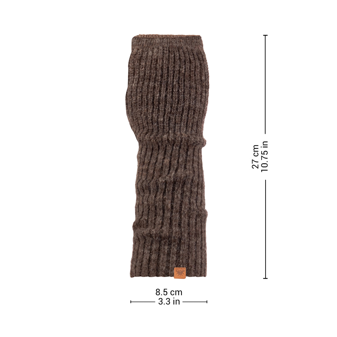 Knit Alpaca and Wool Blend Fingerless Mitts in Brown - Mushroom Epoch