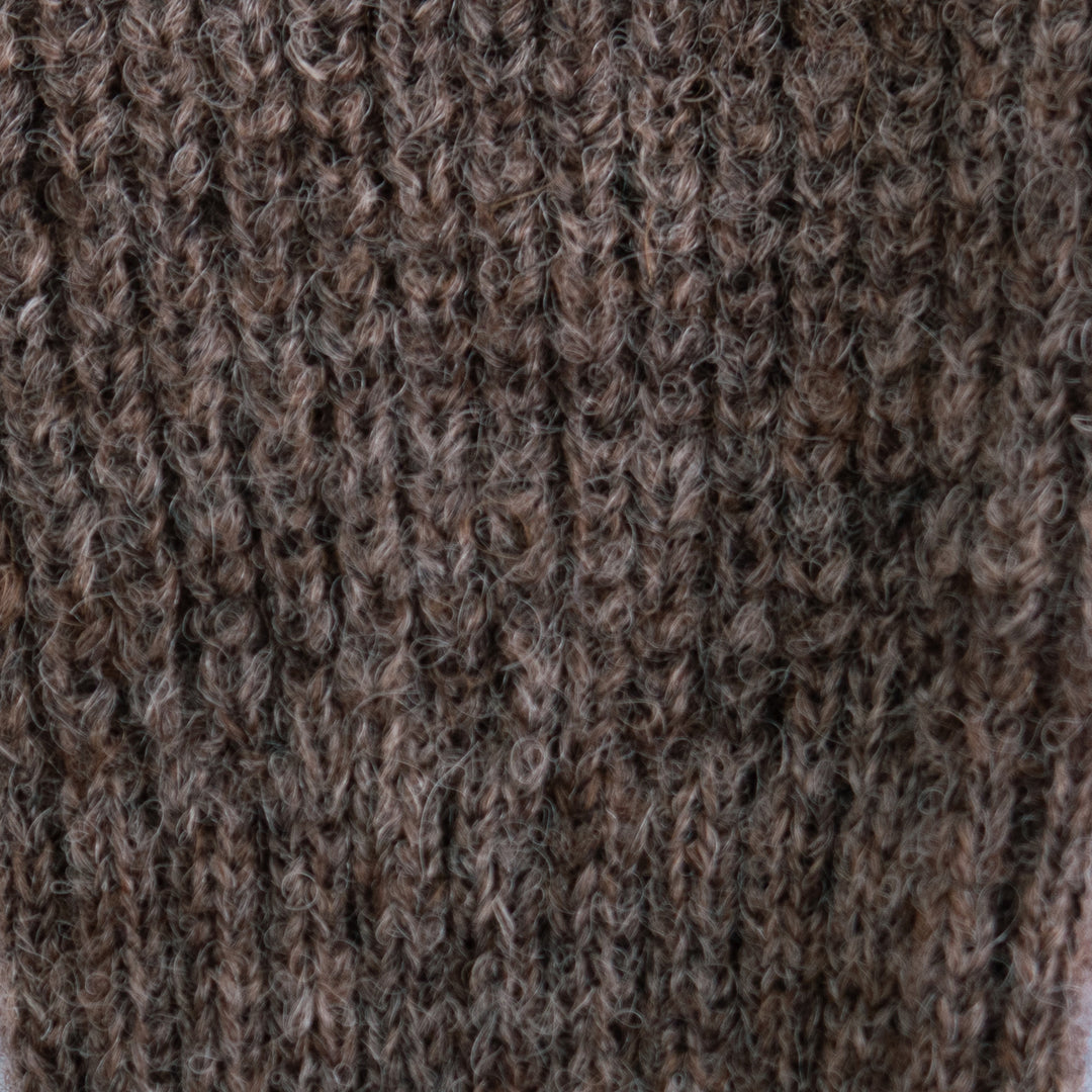 Knit Alpaca and Wool Blend Fingerless Mitts in Brown - Mushroom Epoch