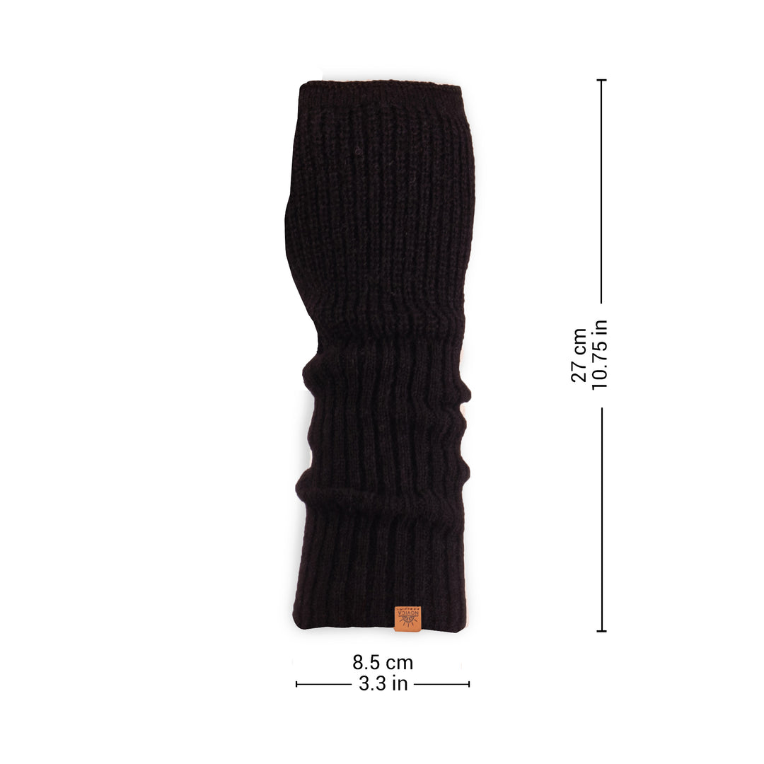 Knit Alpaca and Wool Blend Fingerless Mitts in Coal Black - Dark Epoch