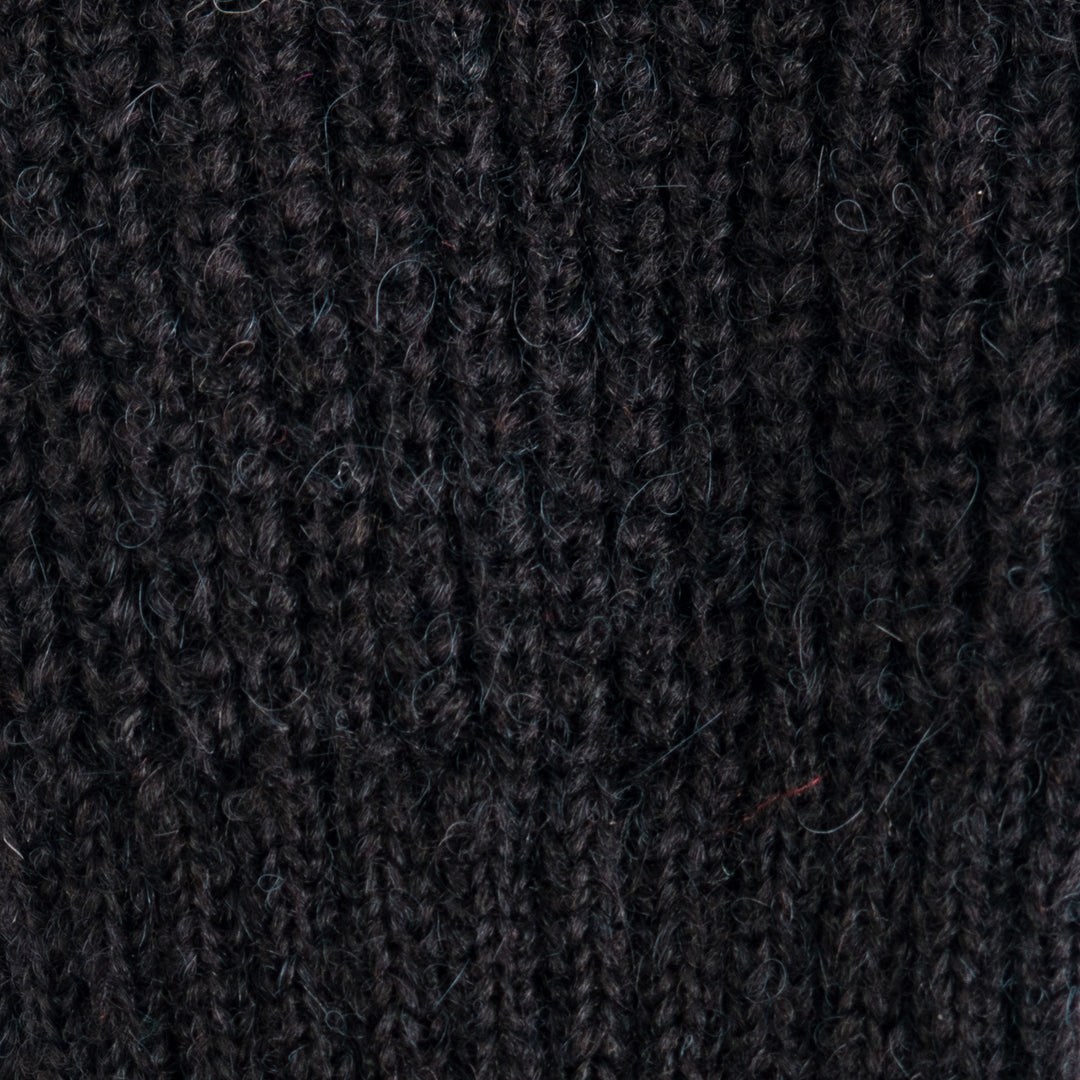 Knit Alpaca and Wool Blend Fingerless Mitts in Coal Black - Dark Epoch