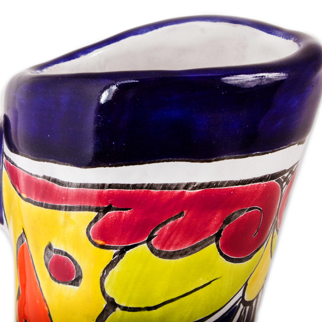 Pitcher-Shaped Talavera-Style Ceramic Vase from Mexico - Talavera Pitcher